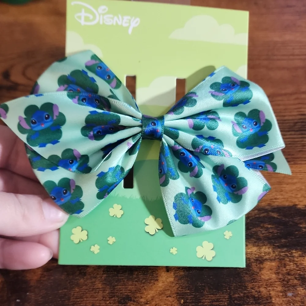 Disney Mint Green Stitch Print Bow Hair Clip